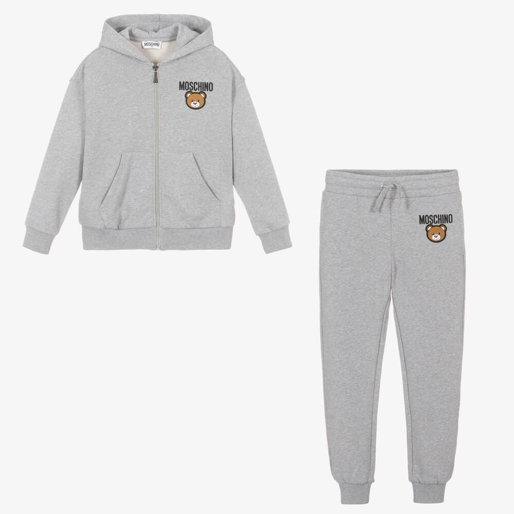 Moschino Kid-Teen - Teen Grey Cotton Teddy Bear Tracksuit | Childrensalon