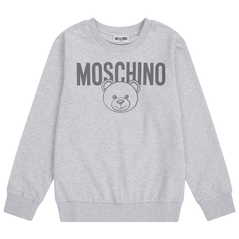 Moschino Kid-Teen - سويتشيرت تينز قطن جيرسي لون رمادي | Childrensalon