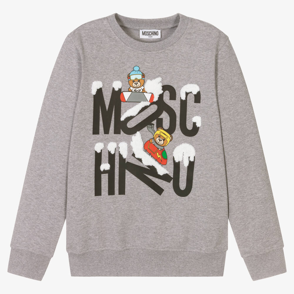 Moschino Kid-Teen - Teen Grey Logo Sweatshirt | Childrensalon