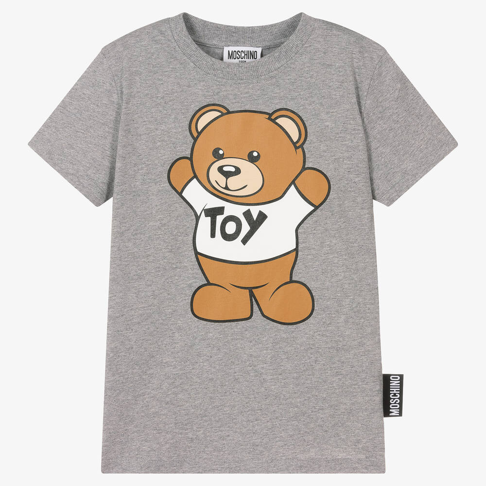 Moschino Kid-Teen-Teen Grey Logo T-Shirt | Childrensalon Outlet