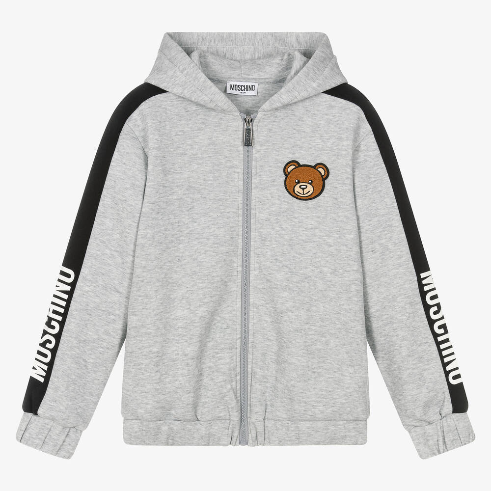 Moschino Kid-Teen - Teen Grey Logo Tape Hoodie | Childrensalon