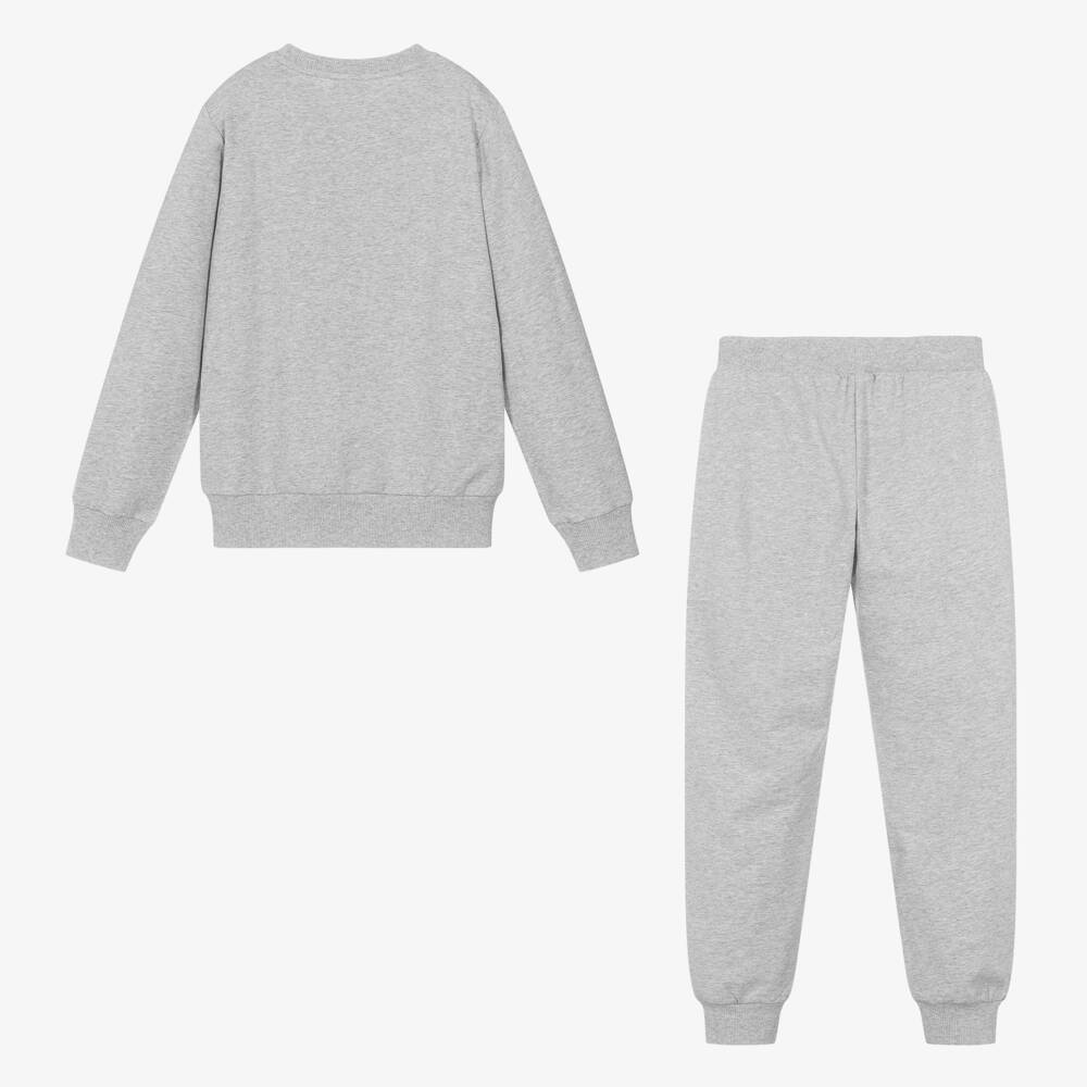 Moschino Kid-Teen-Teen Grey Marl Cotton Tracksuit | Childrensalon Outlet