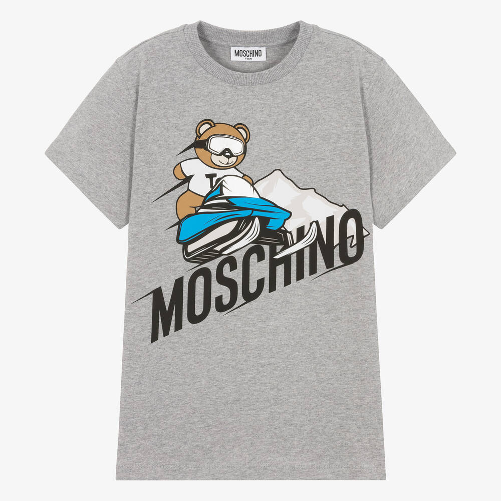 Moschino Kid-Teen - T-shirt gris Teddy Bear et montagne | Childrensalon