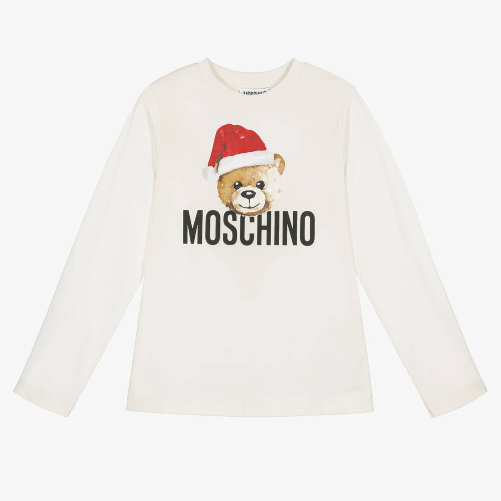 Moschino Kid-Teen - Teen Ivory Cotton Festive Teddy Bear Top | Childrensalon
