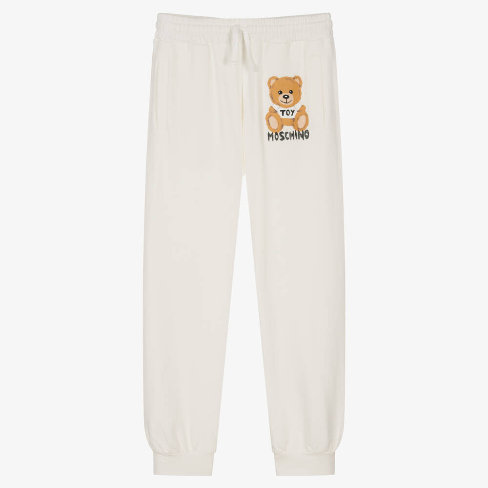 Moschino Kid-Teen - Teen Ivory Cotton Logo Joggers | Childrensalon