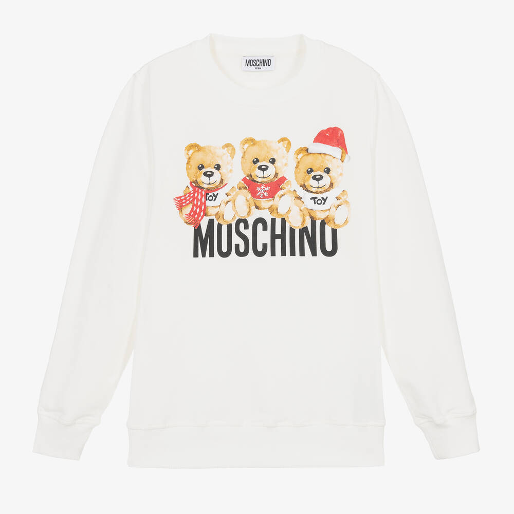 Moschino Kid-Teen - Sweat-shirt ivoire Festive Teddy | Childrensalon