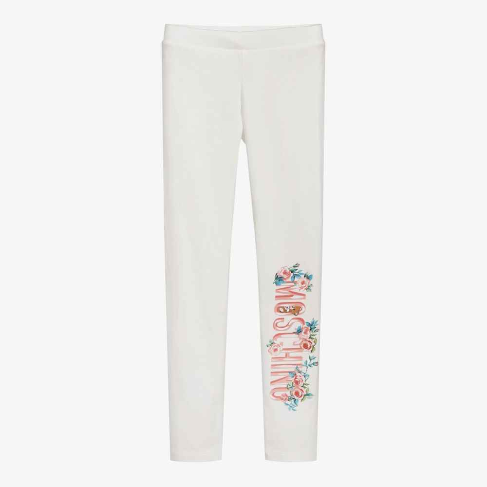 Moschino Kid-Teen - Teen Ivory Logo Leggings | Childrensalon