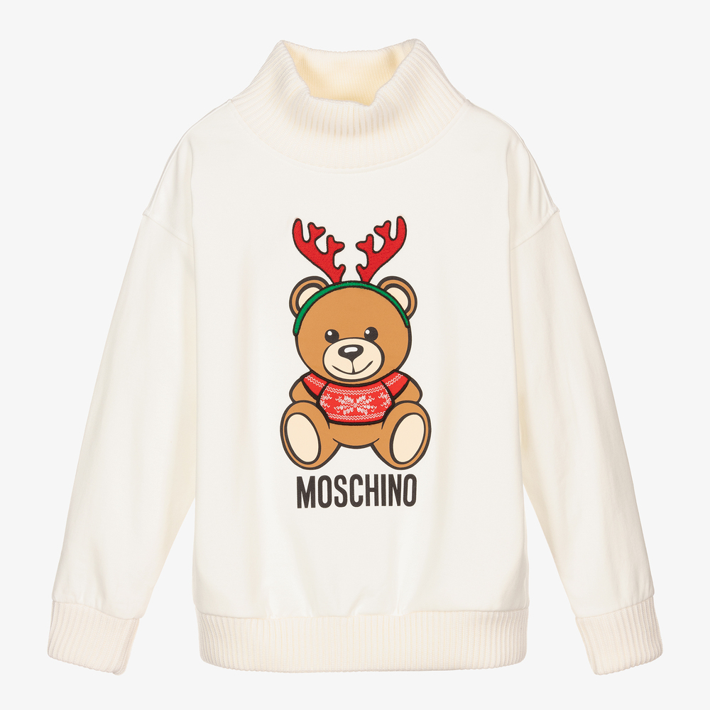 Moschino Kid-Teen - Elfenbeinfarbenes Teen Sweatshirt | Childrensalon