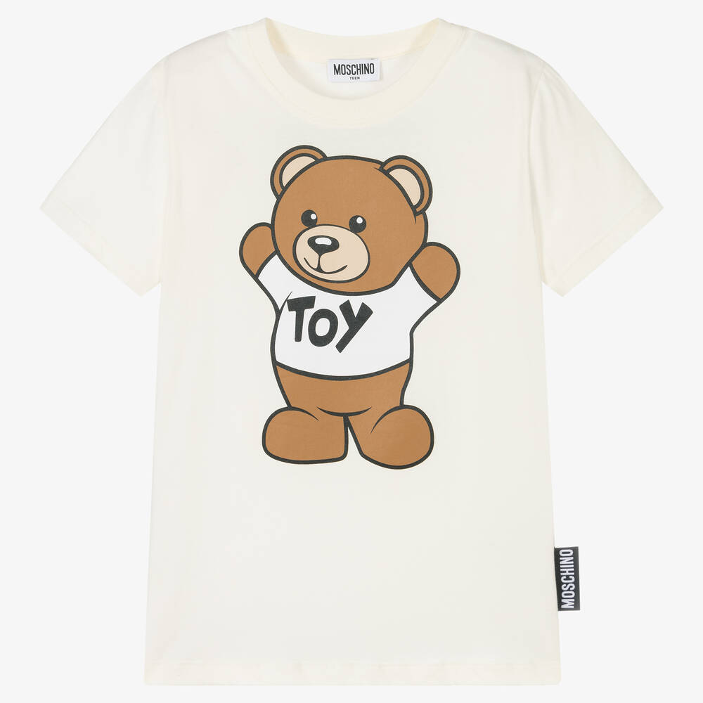 Moschino Kid-Teen - Elfenbeinfarbenes Teen T-Shirt (M) | Childrensalon