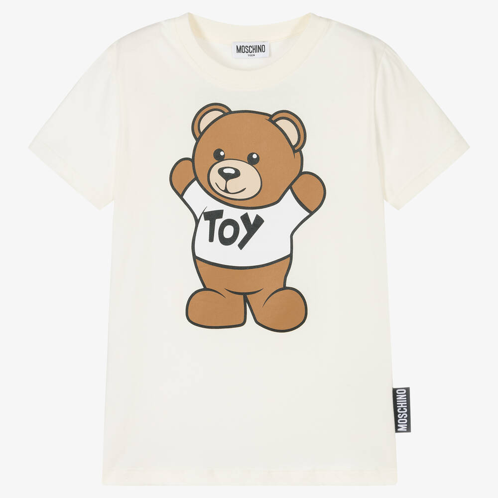 Moschino Kid-Teen - T-shirt ivoire logo ado  | Childrensalon