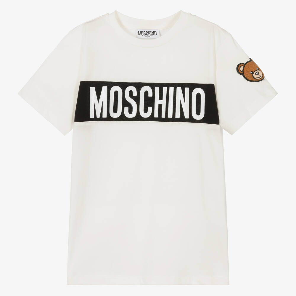 Moschino Kid-Teen - Кремовая футболка для подростков | Childrensalon