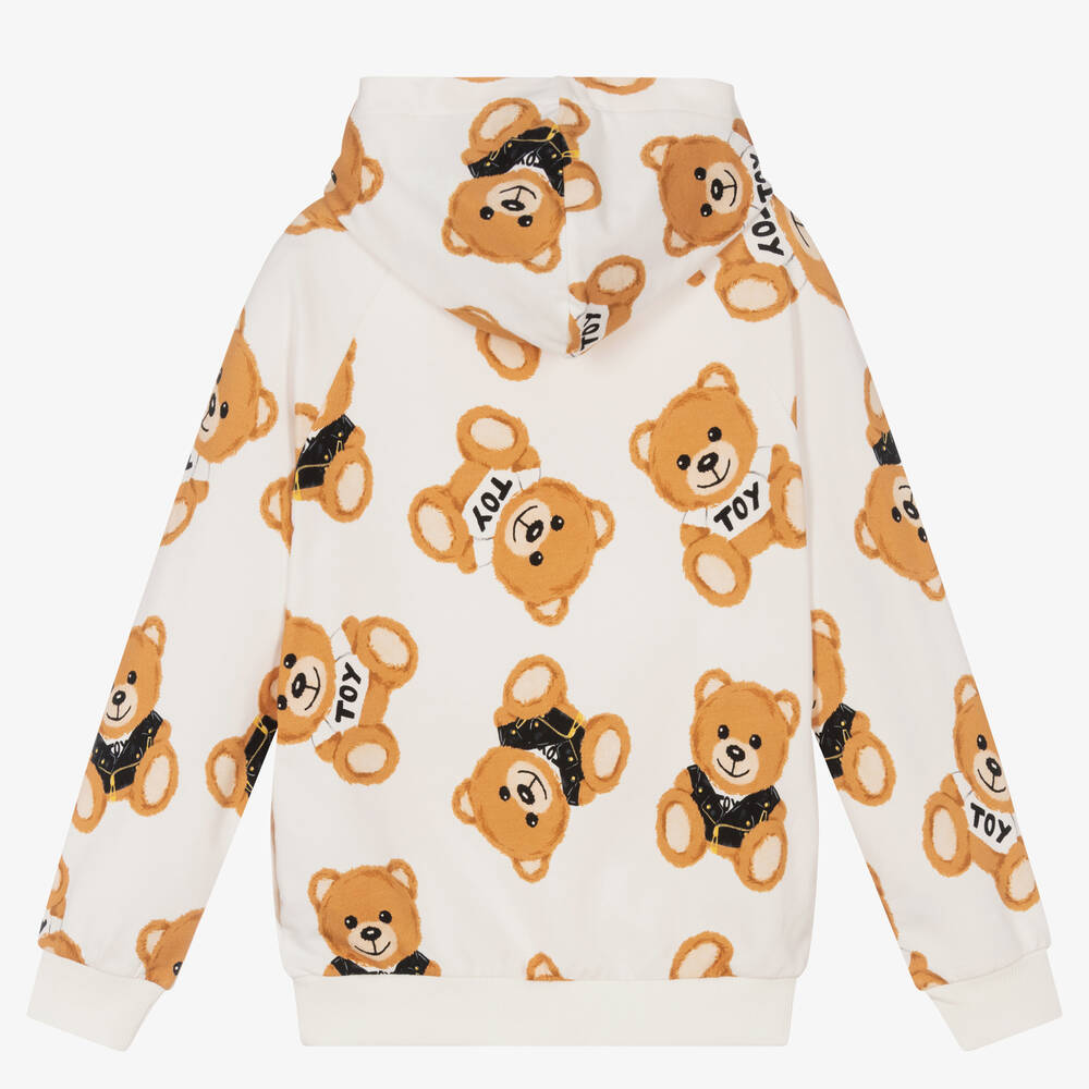 Moschino Kid-Teen-Teen Ivory Teddy Bear Hoodie | Childrensalon Outlet