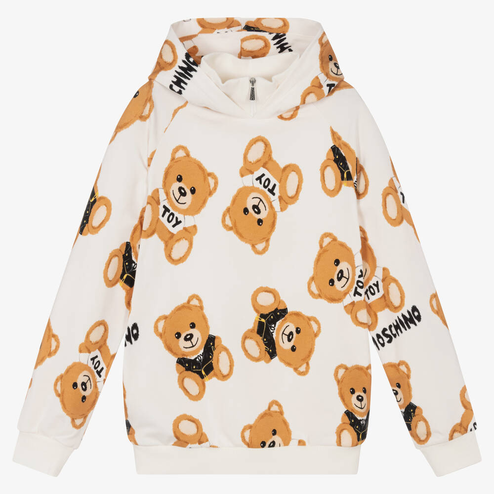 Moschino Kid-Teen - Кремовая худи с медвежатами для подростков | Childrensalon