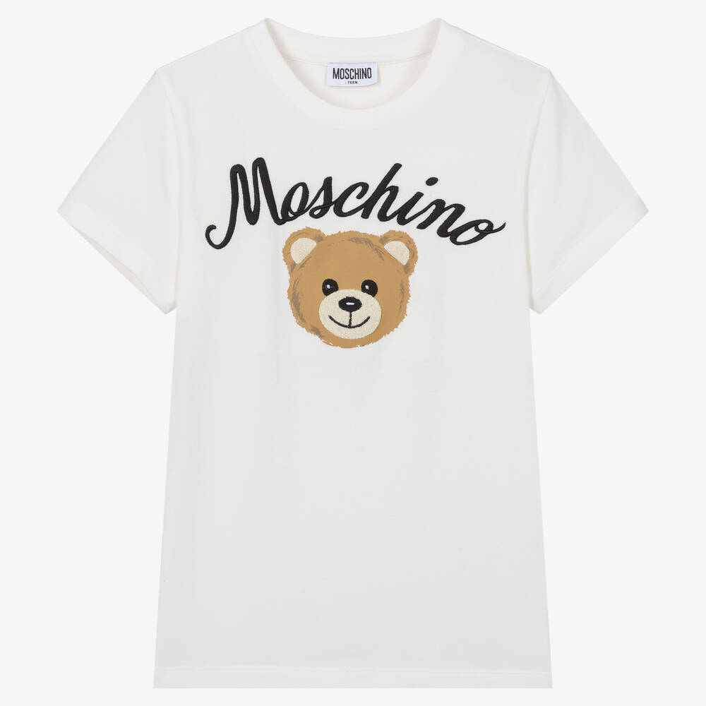 Moschino Kid-Teen - Teen Ivory Teddy Bear T-Shirt | Childrensalon