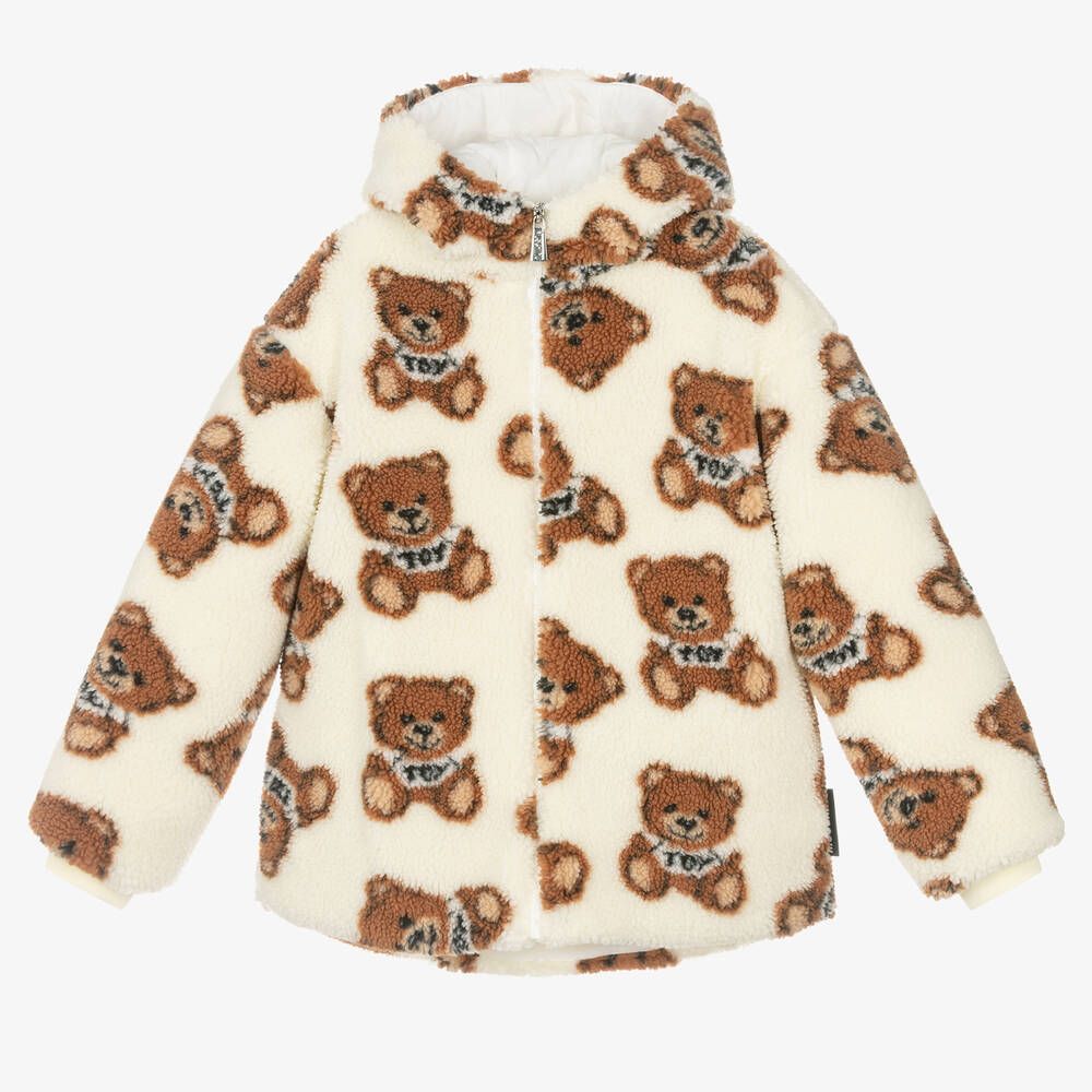 Moschino Kid-Teen - Кремовая куртка из плюшевого флиса для подростков | Childrensalon