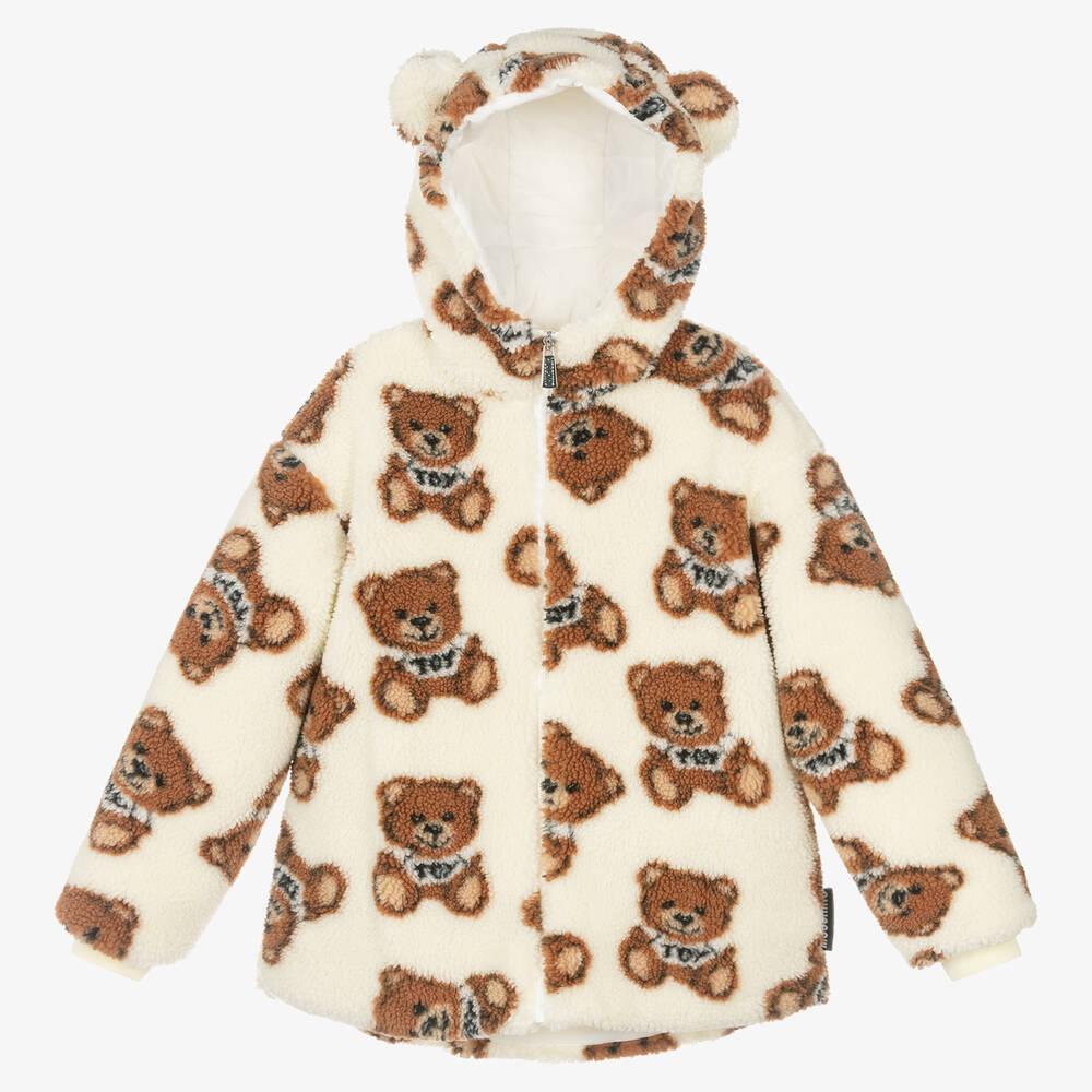 Moschino Kid-Teen-Teen Ivory Teddy Fleece Jacket | Childrensalon Outlet
