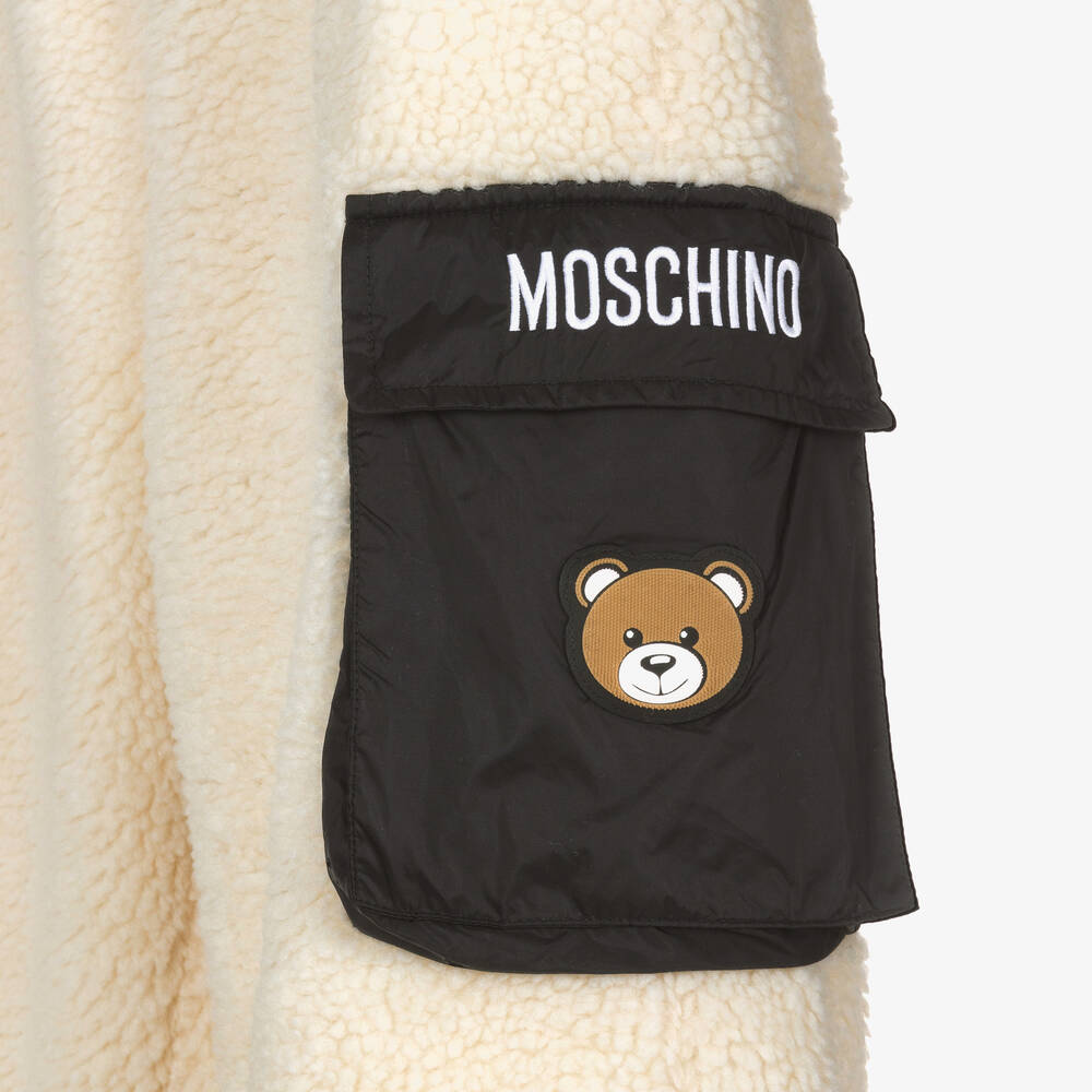 Moschino Kid-Teen-Teen Ivory Teddy Fleece Pocket Joggers | Childrensalon Outlet