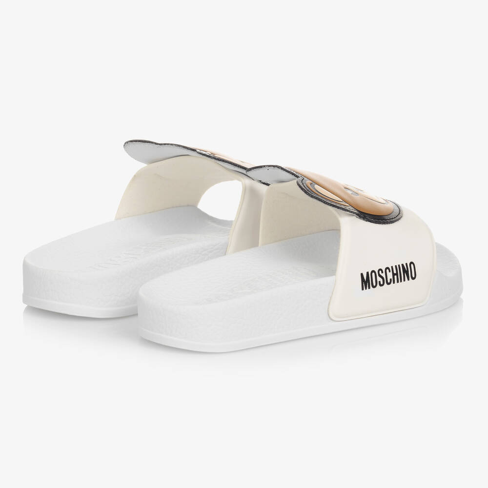Moschino Кид-Тин-Бежевые шлепанцы с медвежатами для подростков | Childrensalon Outlet