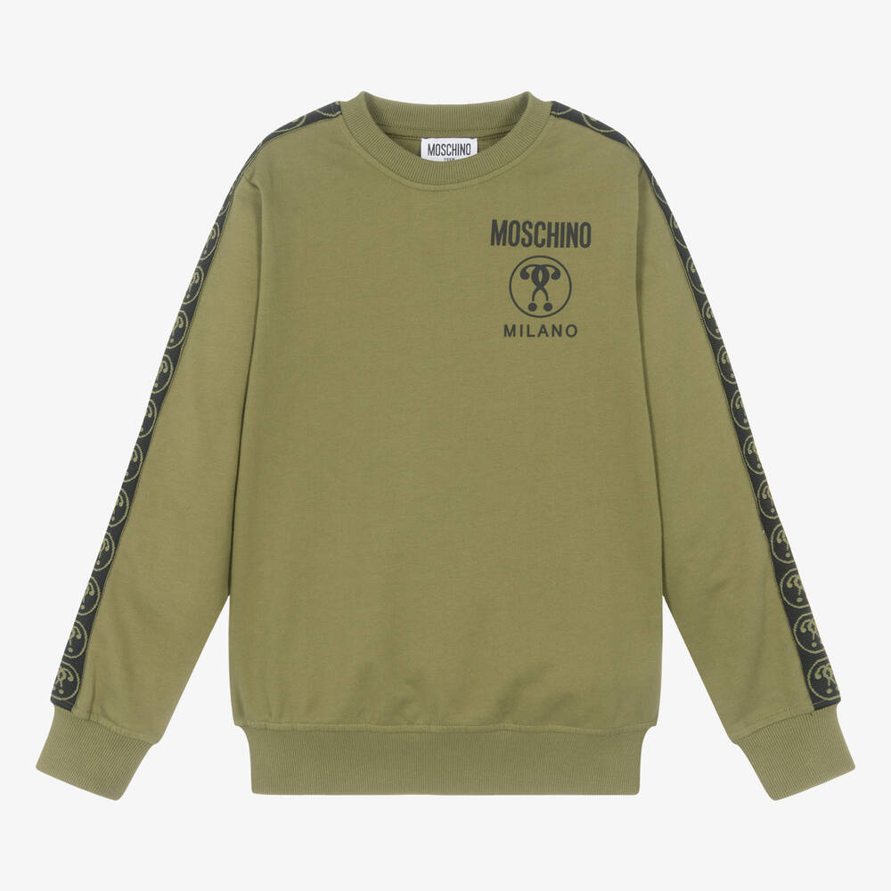 Moschino Kid-Teen-Teen Khaki Green Cotton Sweatshirt | Childrensalon Outlet