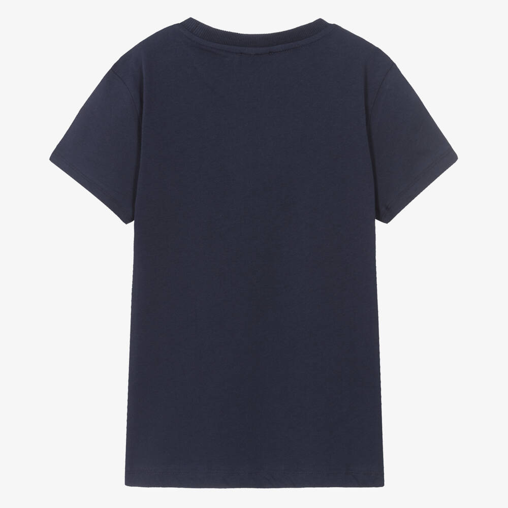 Moschino Kid-Teen-Teen Navy Blue Cotton Bear Patch T-Shirt | Childrensalon Outlet