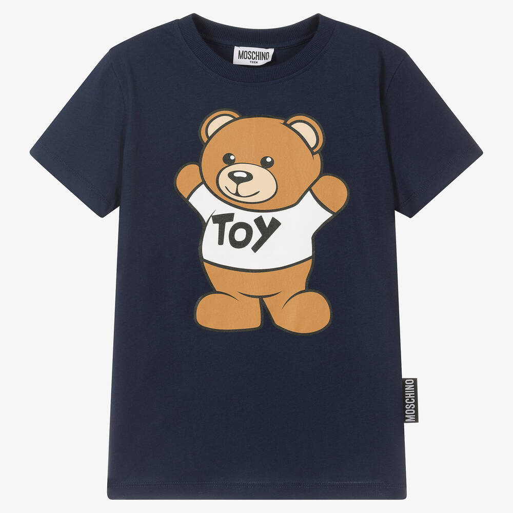 Moschino Kid-Teen - Teen Navy Blue Logo T-Shirt | Childrensalon