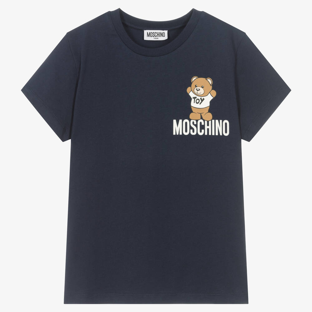Moschino Kid-Teen - Синяя футболка с медвежонком | Childrensalon