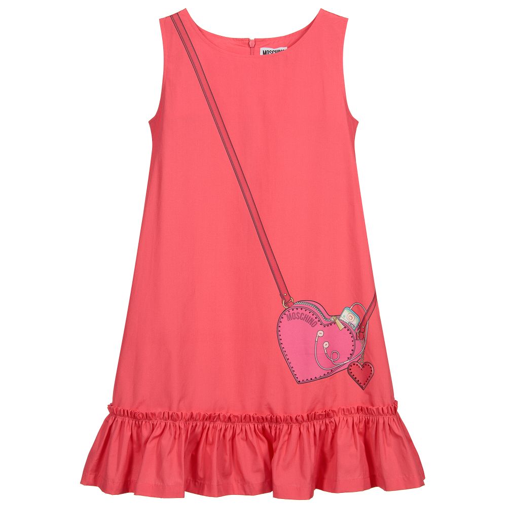 Moschino Kid-Teen - Pinkes Teen Kleid mit Taschen-Print | Childrensalon