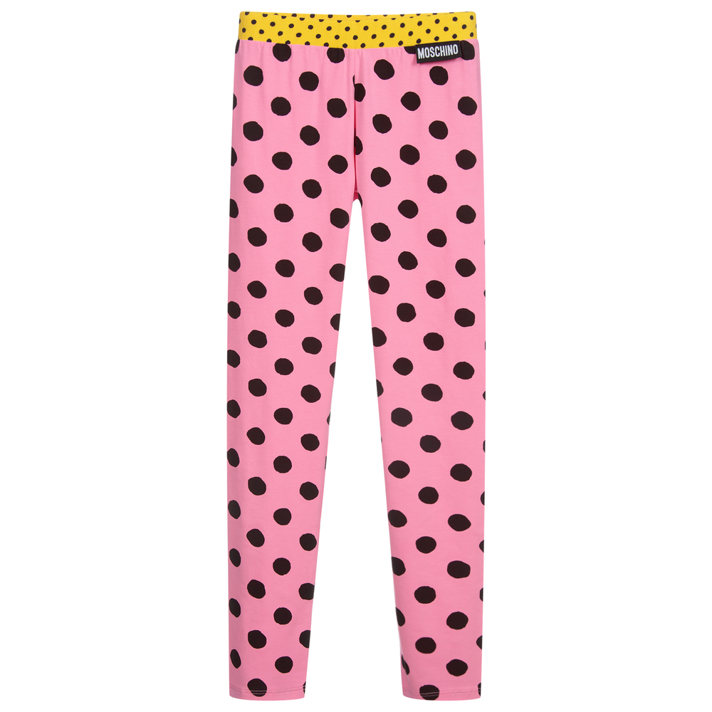 Moschino Kid-Teen - Teen Pink & Black Dot Leggings | Childrensalon