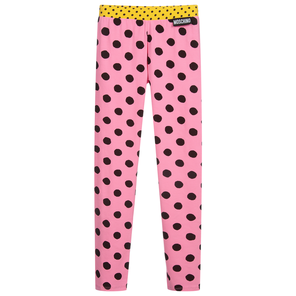 Moschino Kid-Teen-Teen Pink & Black Dot Leggings | Childrensalon Outlet