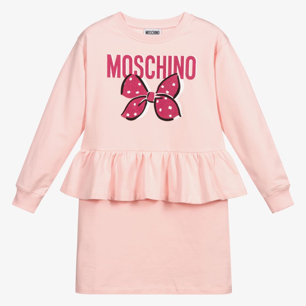 Moschino Kid-Teen - فستان تينز بناتي قطن جيرسي لون زهري | Childrensalon