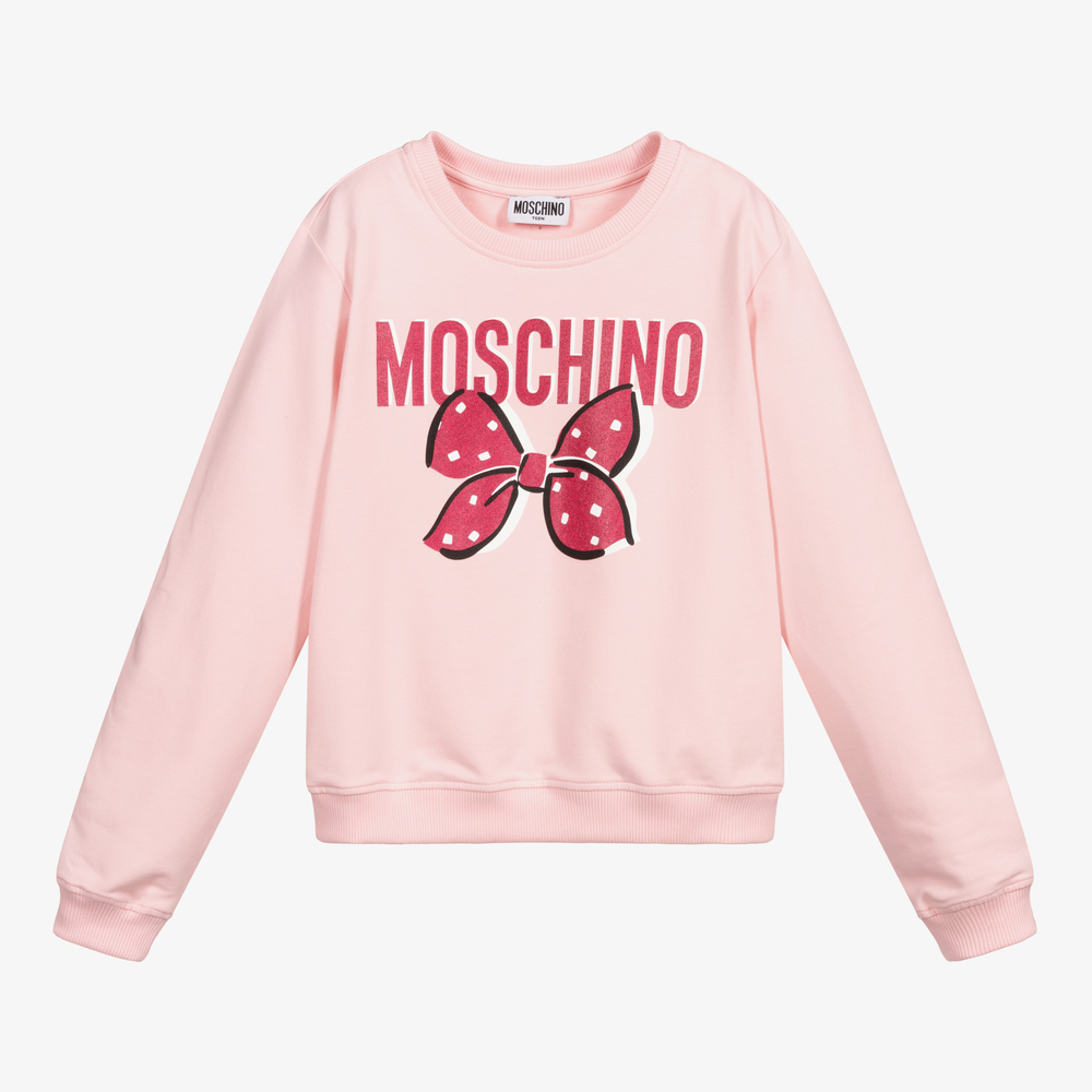 Moschino Kid-Teen - Розовый свитер с бантиком для подростков | Childrensalon