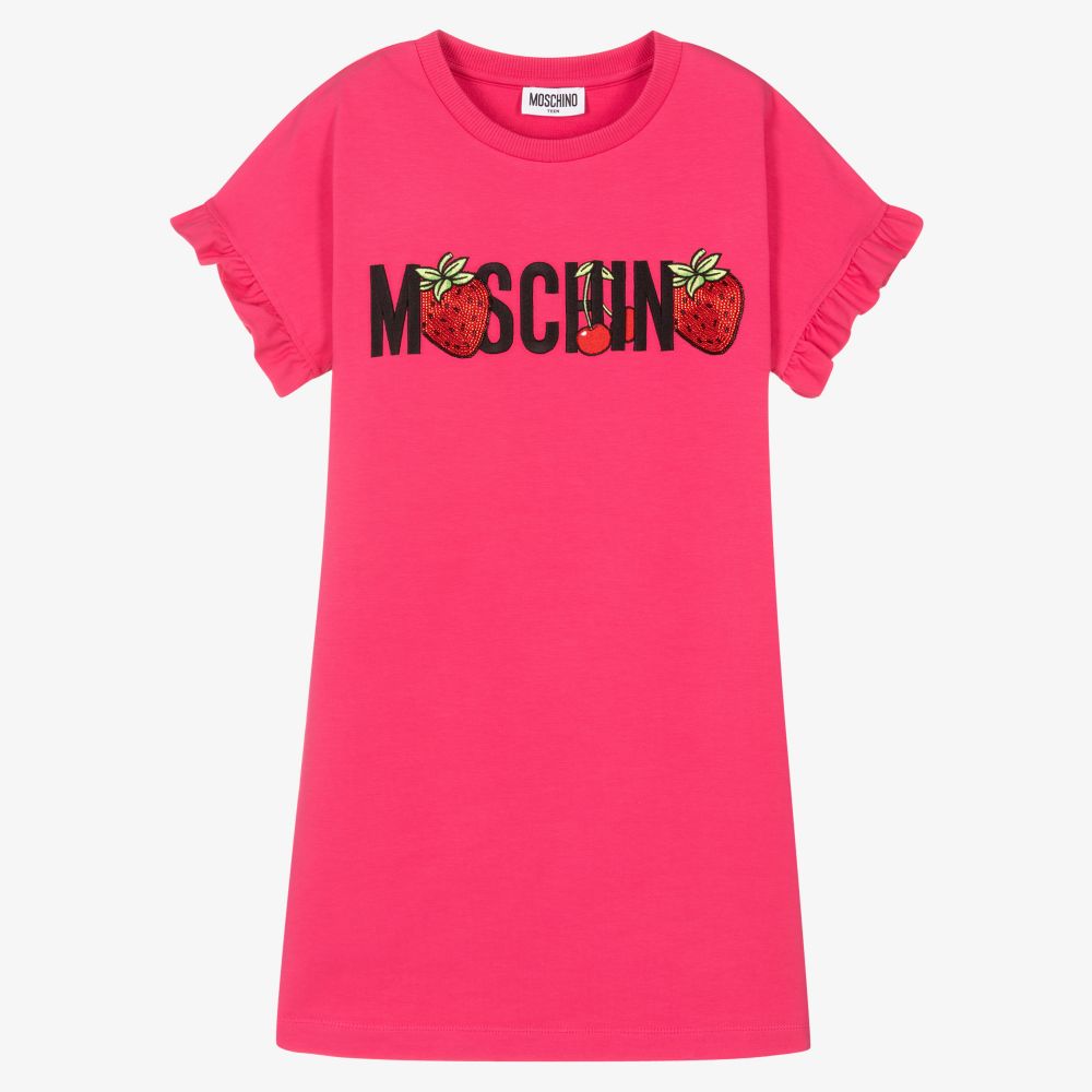 Moschino Kid-Teen - فستان تينز قطن جيرسي لون زهري فوشيا | Childrensalon