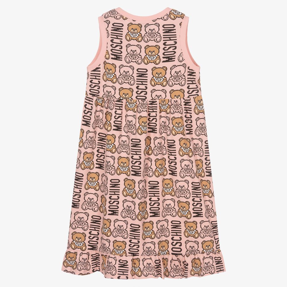 Moschino Кид-Тин-Розовое платье из хлопкового джерси для подростков | Childrensalon Outlet