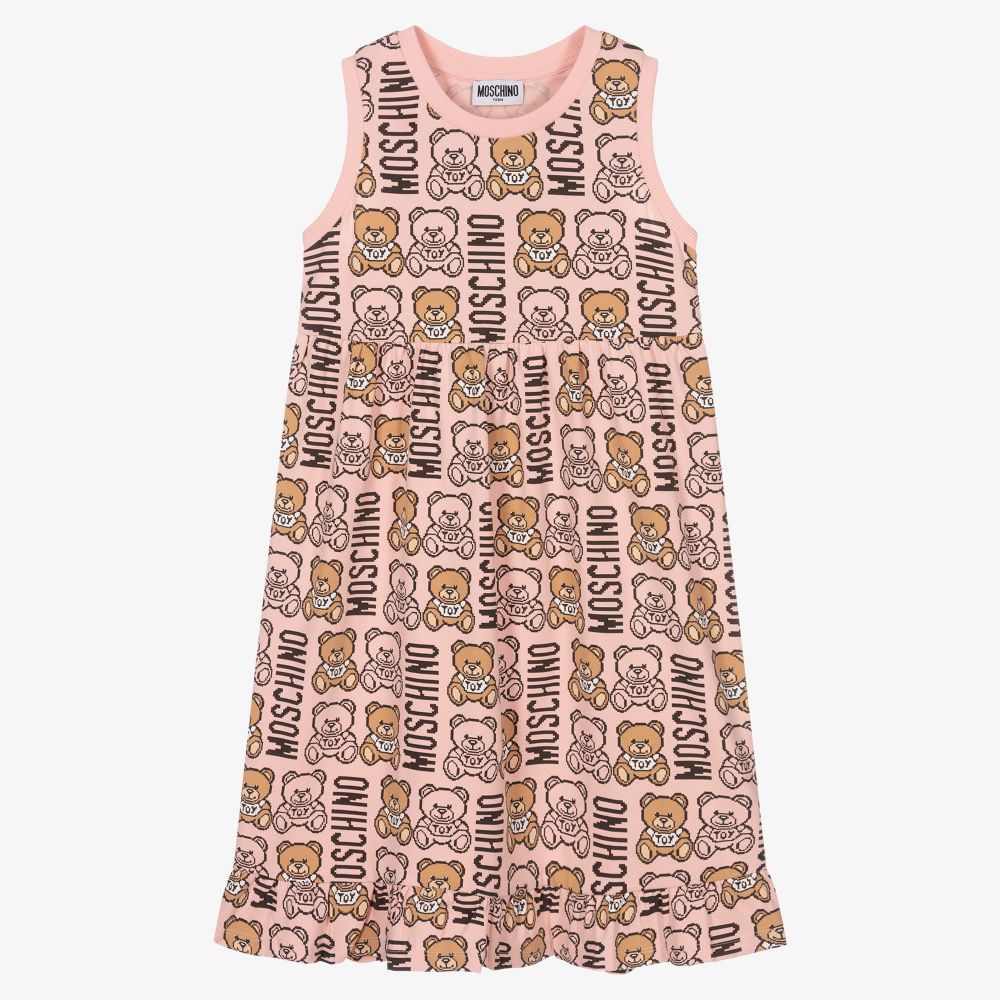 Moschino Kid-Teen-فستان تينز قطن جيرسي لون زهري باهت | Childrensalon Outlet