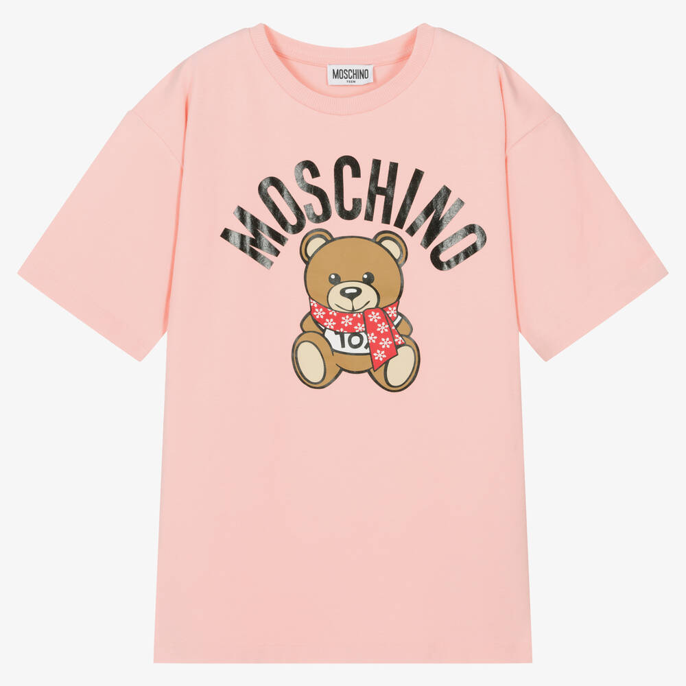 Moschino Kid-Teen - Розовая хлопковая футболка oversize | Childrensalon