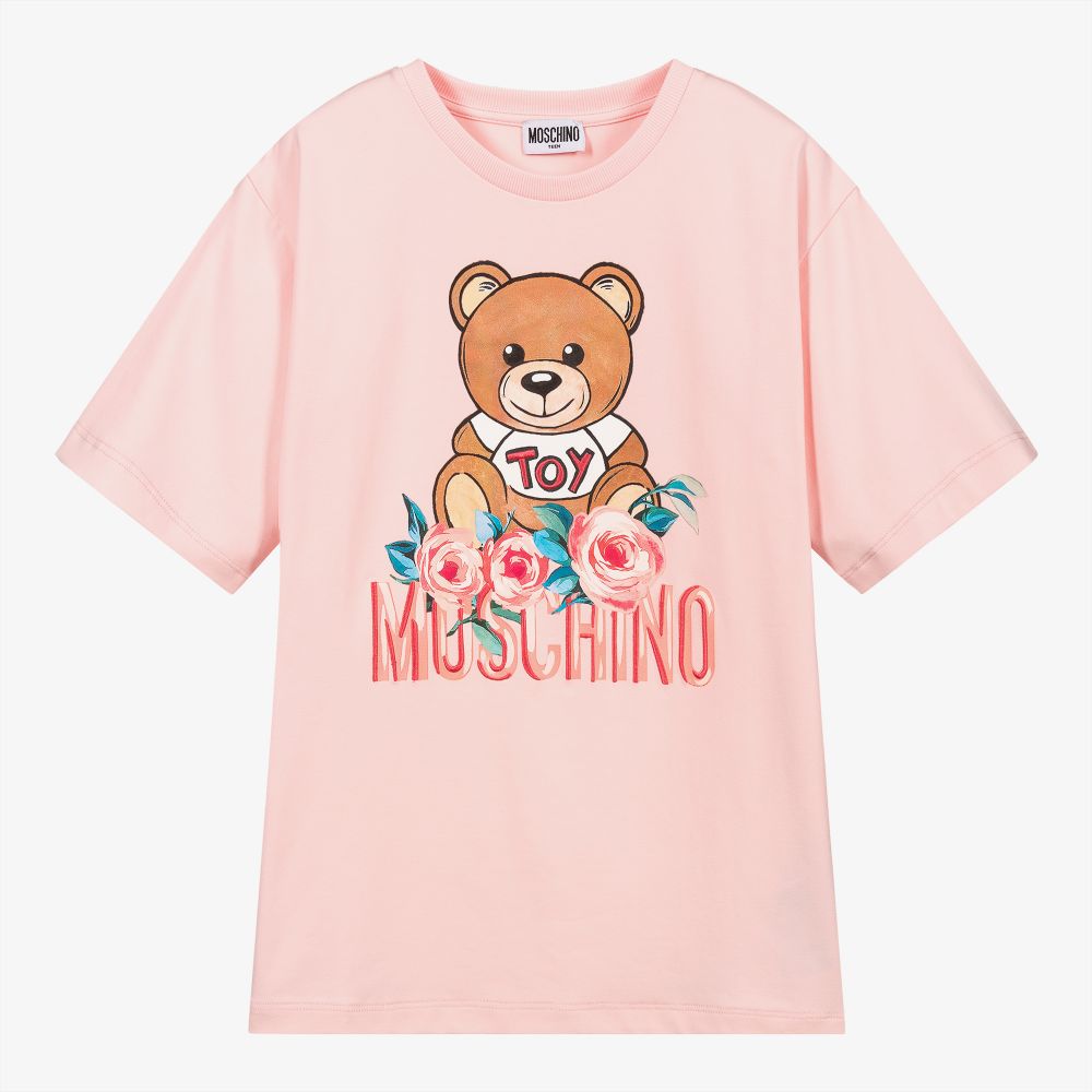 Moschino Kid-Teen - Розовая хлопковая футболка для подростков | Childrensalon