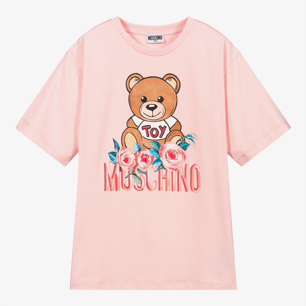 Moschino Kid-Teen - تيشيرت تينز بناتي قطن جيرسي لون زهري | Childrensalon