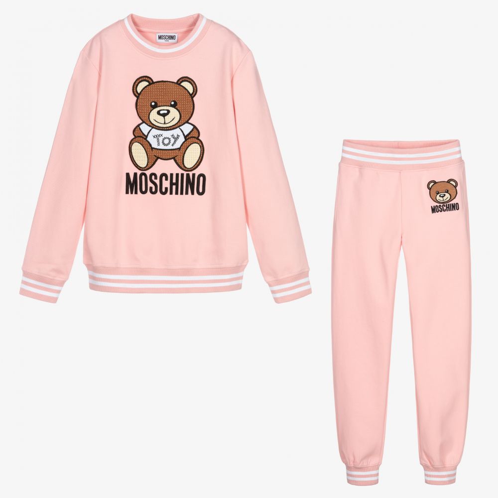 Moschino Kid-Teen - تراكسوت تينز بناتي قطن بيكيه لون زهري | Childrensalon