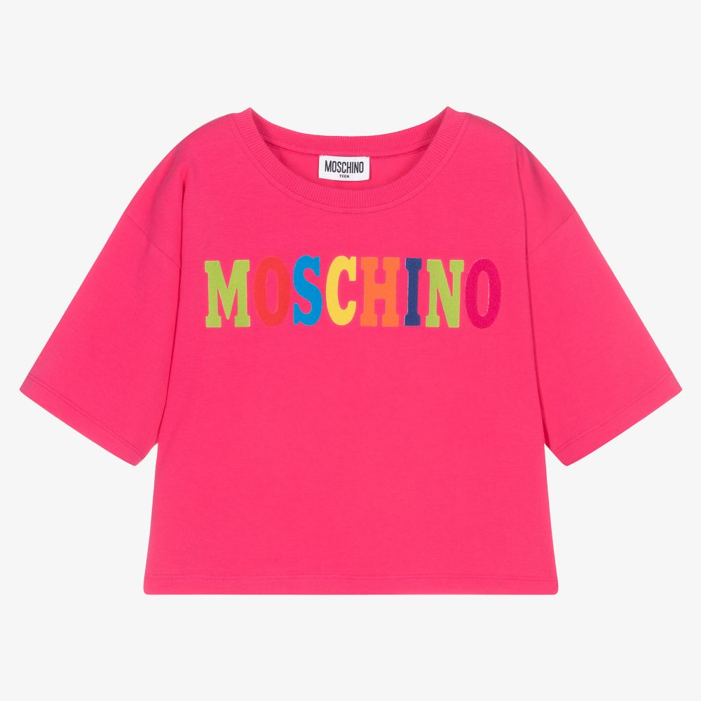 Moschino Kid-Teen - Teen Pink Cropped T-Shirt | Childrensalon