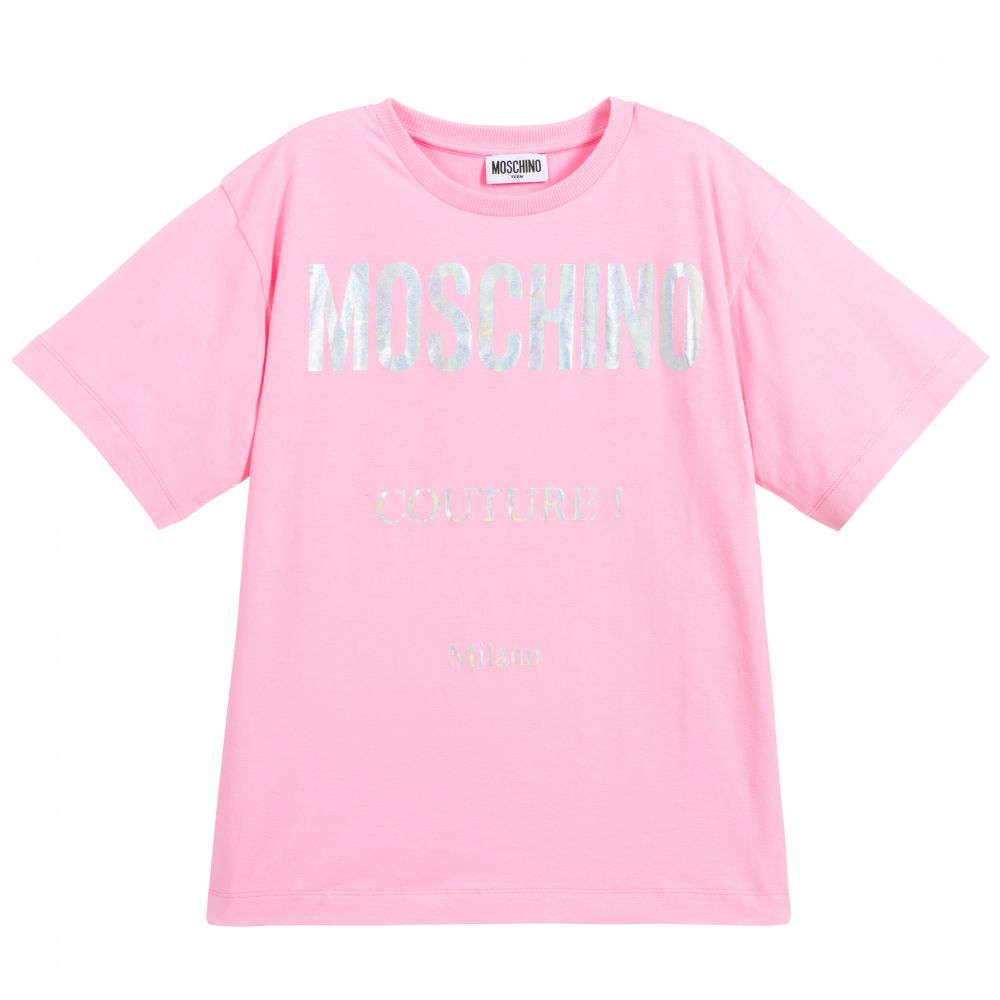 Moschino Kid-Teen - Teen Pink Logo Maxi T-Shirt | Childrensalon
