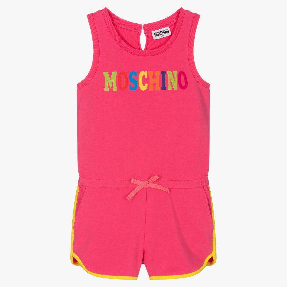 Moschino Kid-Teen - Teen Pink Logo Playsuit | Childrensalon