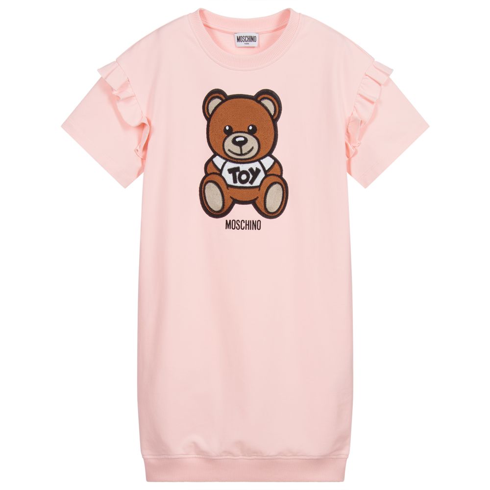 Moschino Kid-Teen - Robe rose à volants et à logo Ado | Childrensalon