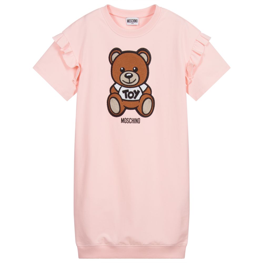 Moschino Kid-Teen - Rosa Teen Kleid mit Rüschen und Logo | Childrensalon