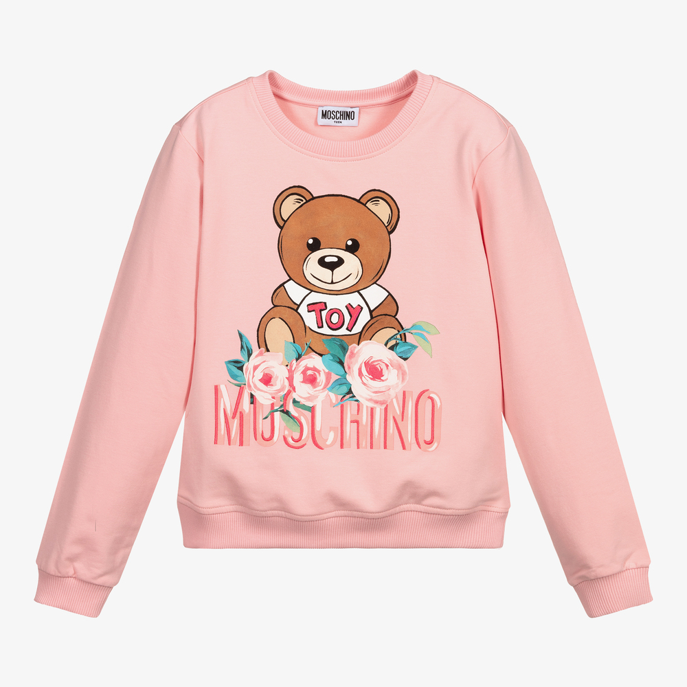 Moschino Kid-Teen - سويتشيرت قصيرتينز بناتي قطن جيرسي لون زهري | Childrensalon