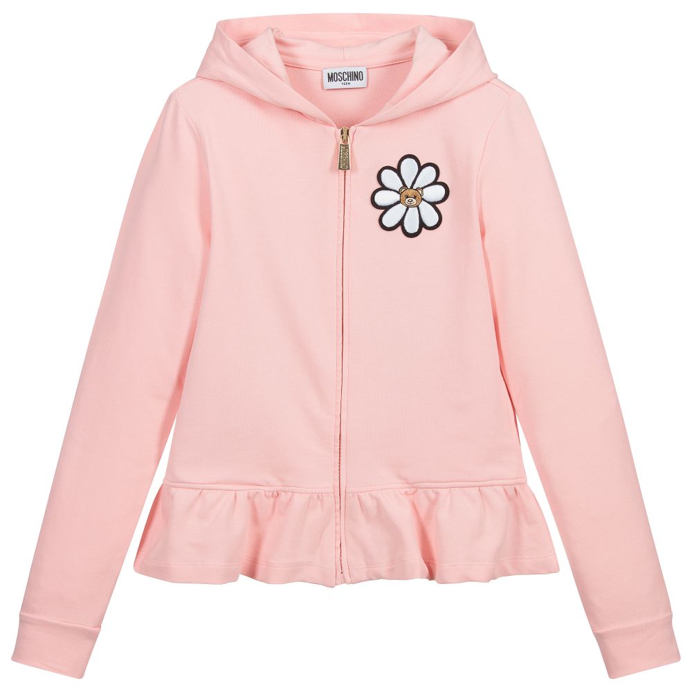 Moschino Kid-Teen - Teen Pink Logo Zip Up-Top | Childrensalon