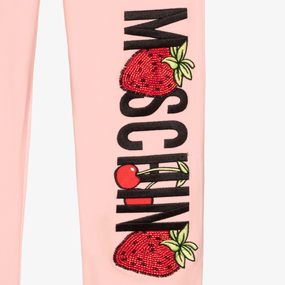 Moschino Kid-Teen-Teen Pink Strawberry Leggings | Childrensalon Outlet