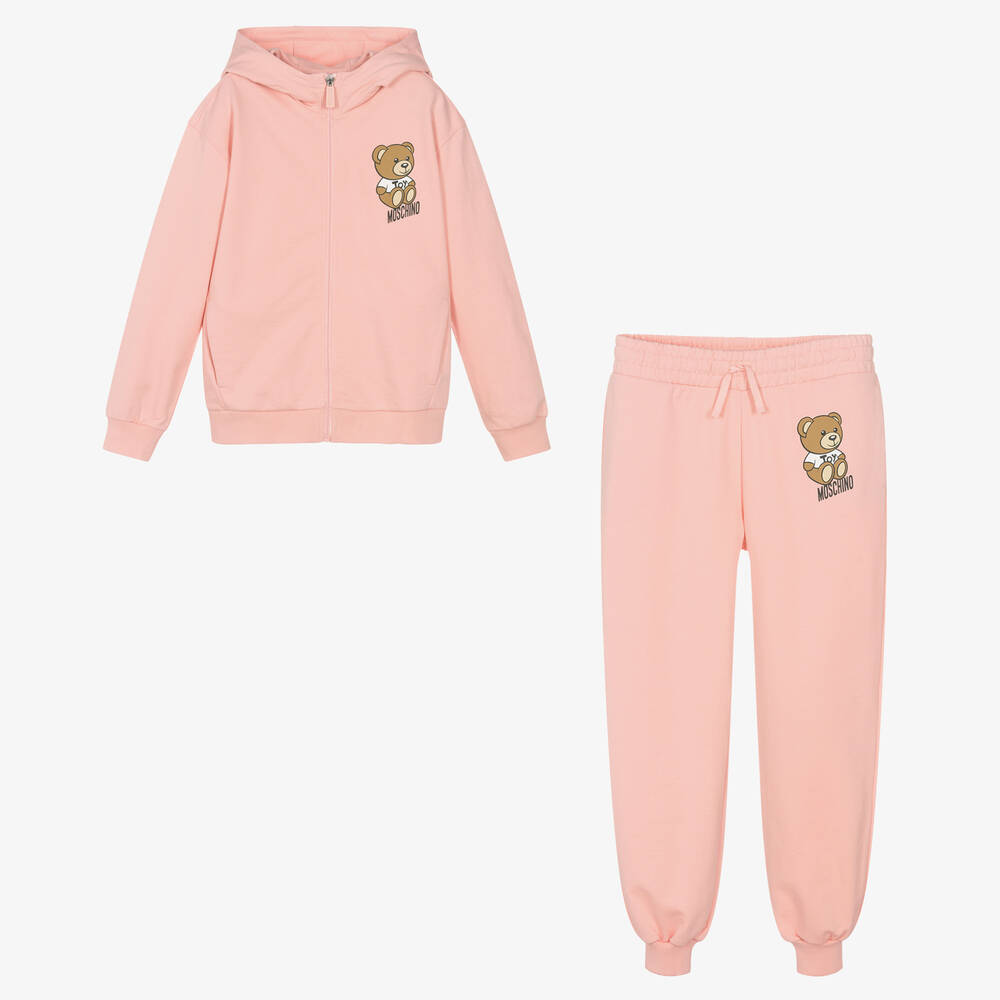Moschino Kid-Teen - Teen Pink Teddy Bear Logo Tracksuit | Childrensalon