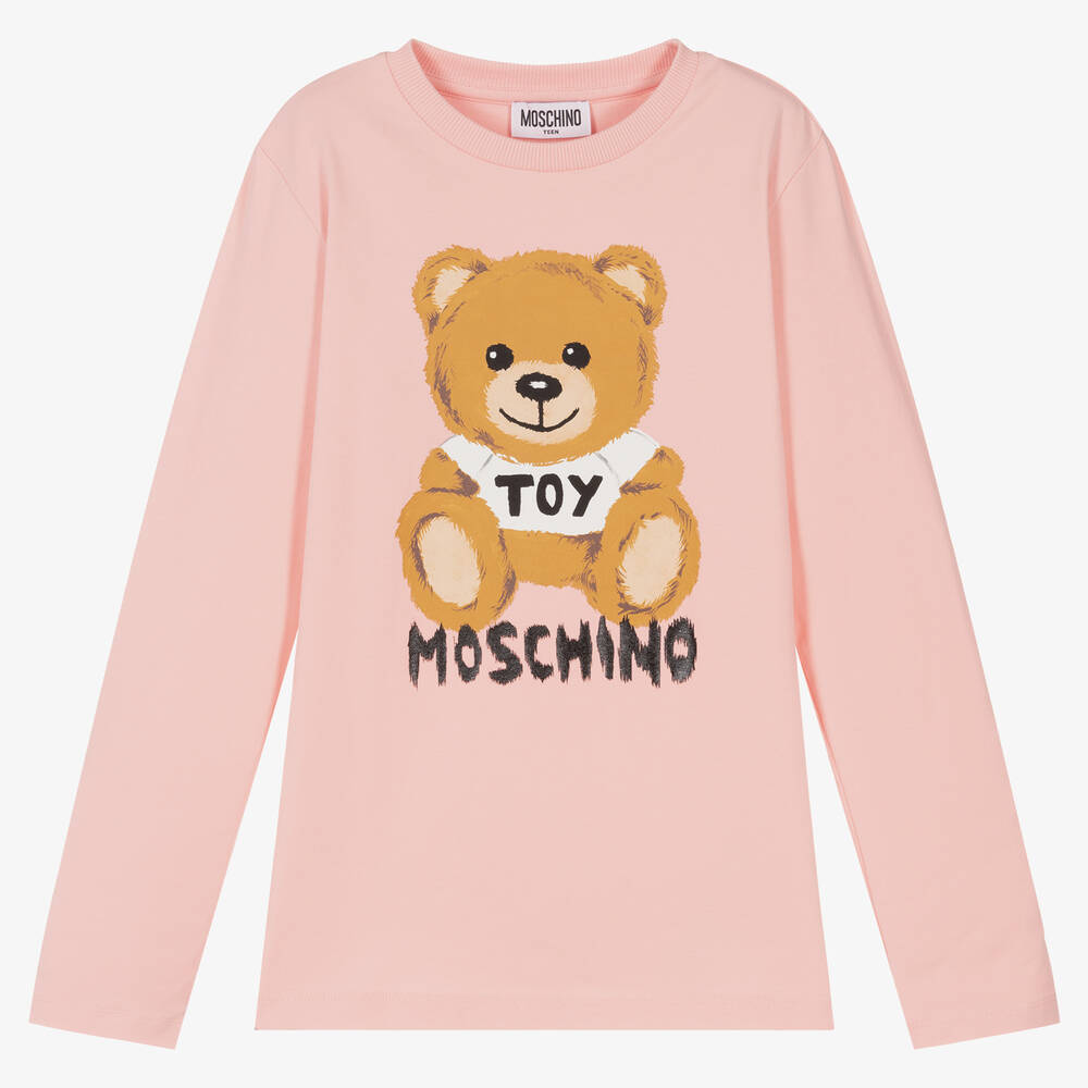 Moschino Kid-Teen - Розовый топ с медвежонком для подростков | Childrensalon