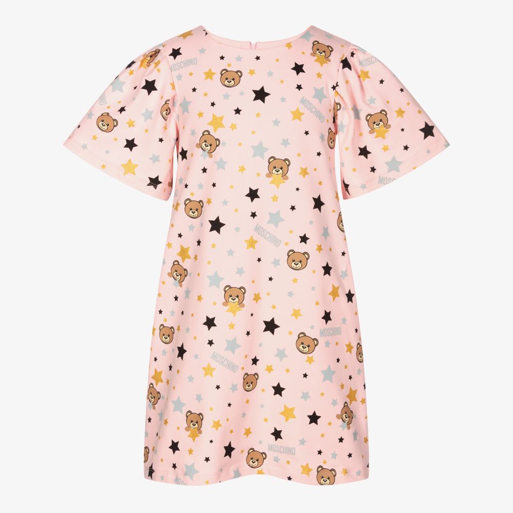 Moschino Kid-Teen - Розовое платье с медвежатами и звездами для подростков | Childrensalon
