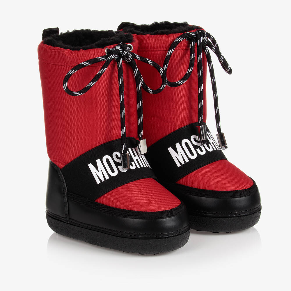 Moschino Kid-Teen - Черно-красные боты для подростков | Childrensalon